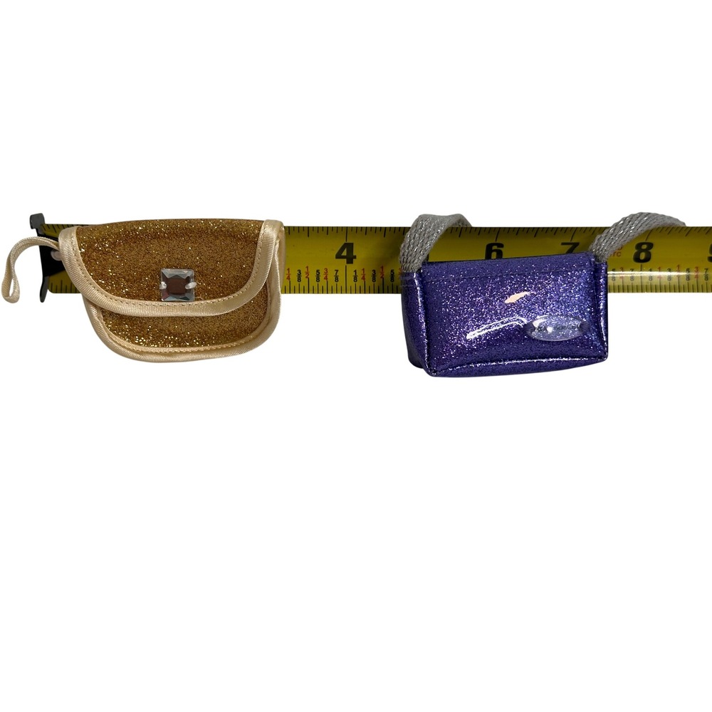 American Girl Doll Purses 18 Inch Gold Purple Excellent Glitter Sparkly Set of 2